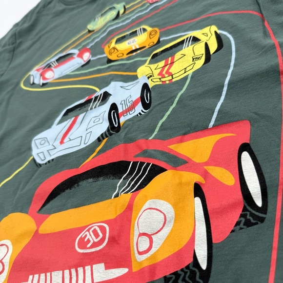 Tea Collection Boys Le Mans Race Graphic Tee Cars Long Sleeve Shirt 8 Green GUC - Picture 2 of 12